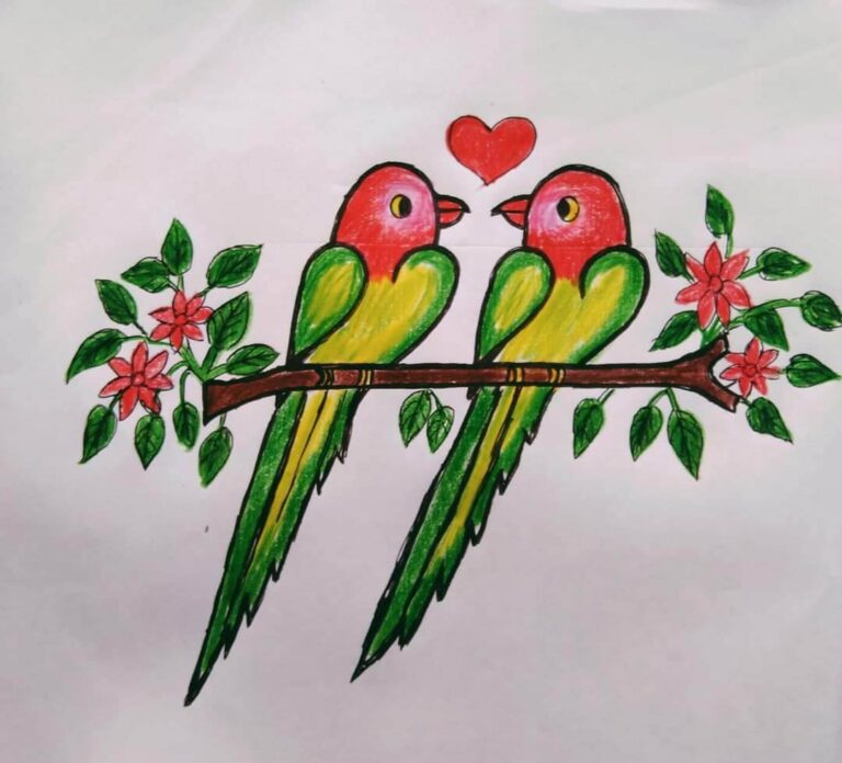 Lovebirds complete. I reworked the feathers on both birds as l wasn't ever  so happy with them, still n… | Bird art, Love birds painting, Colored  pencil art projects