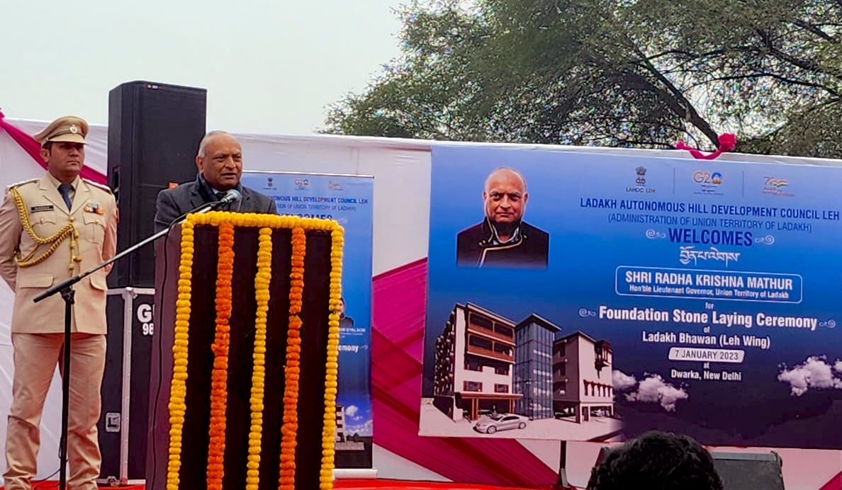 LG R K Mathur lays foundation of Leh Wing of Ladakh Bhawan in Dwarka, New Delhi