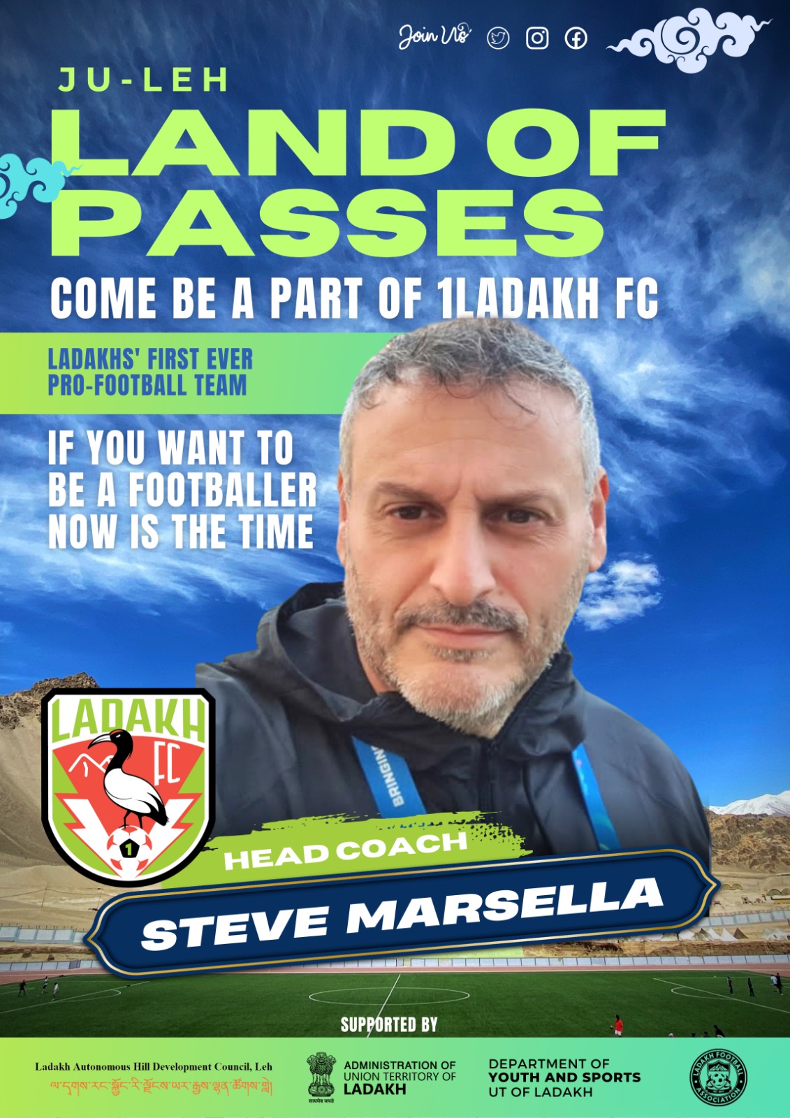 Steve Marsella to lead 1Ladakh FC as Head Coach, ushering in a New Era for Football in Ladakh