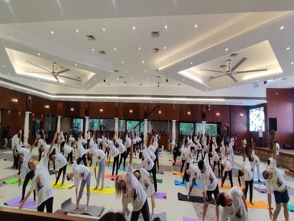 G20 delegates perform Yoga on 9th International Yoga Day at Raj Bhawan in Goa