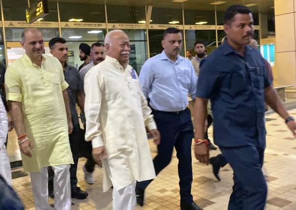 RSS chief Dr Mohan Bhagwat arrives in Jammu for 3-day visit