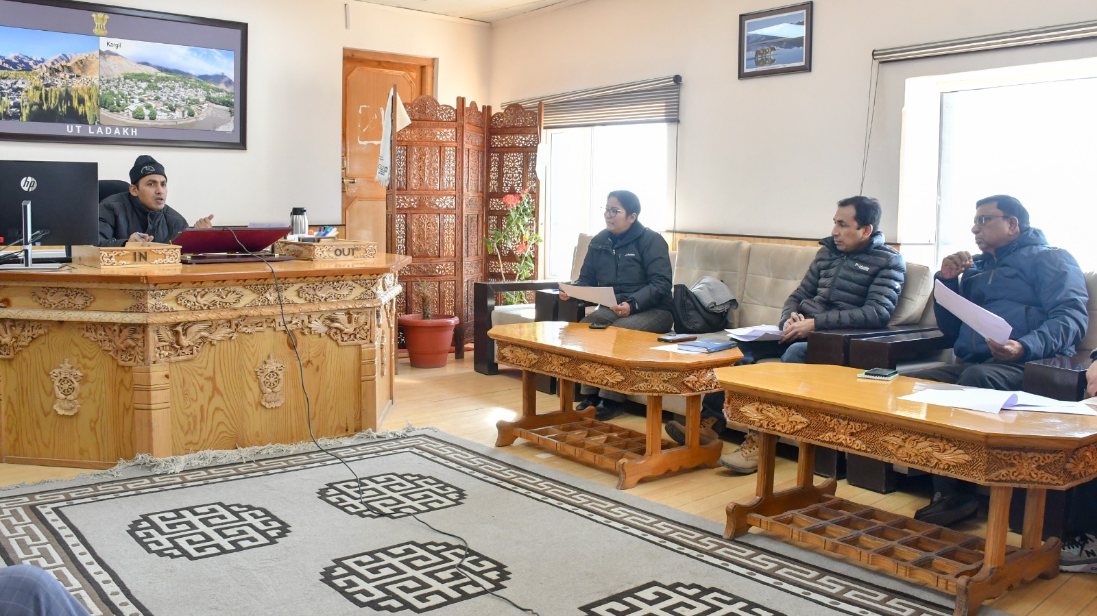 Secretary of Hospitality & Protocol, UT Ladakh Ravinder Kumar chairs the Meeting to review the physical and financial progress of ongoing projects