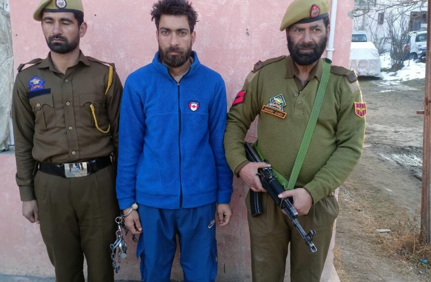 Wanted drug criminal arrested in Baramulla, lodged in Jammu jail