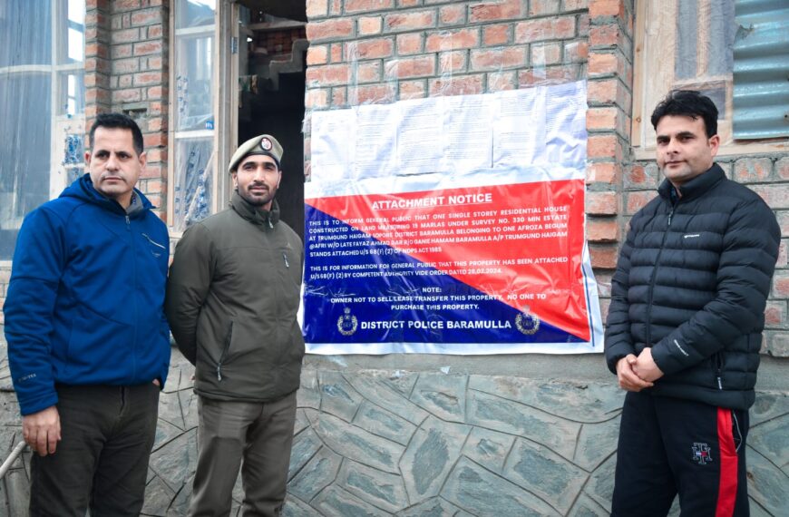 Drug peddler’s property worth Rs 15 lakh attached in Baramulla