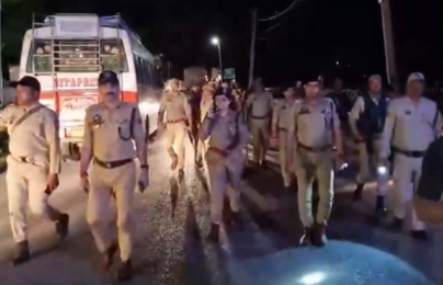 Police and paramilitary forces conduct flag march ahead of Lok Sabha polls in Reasi