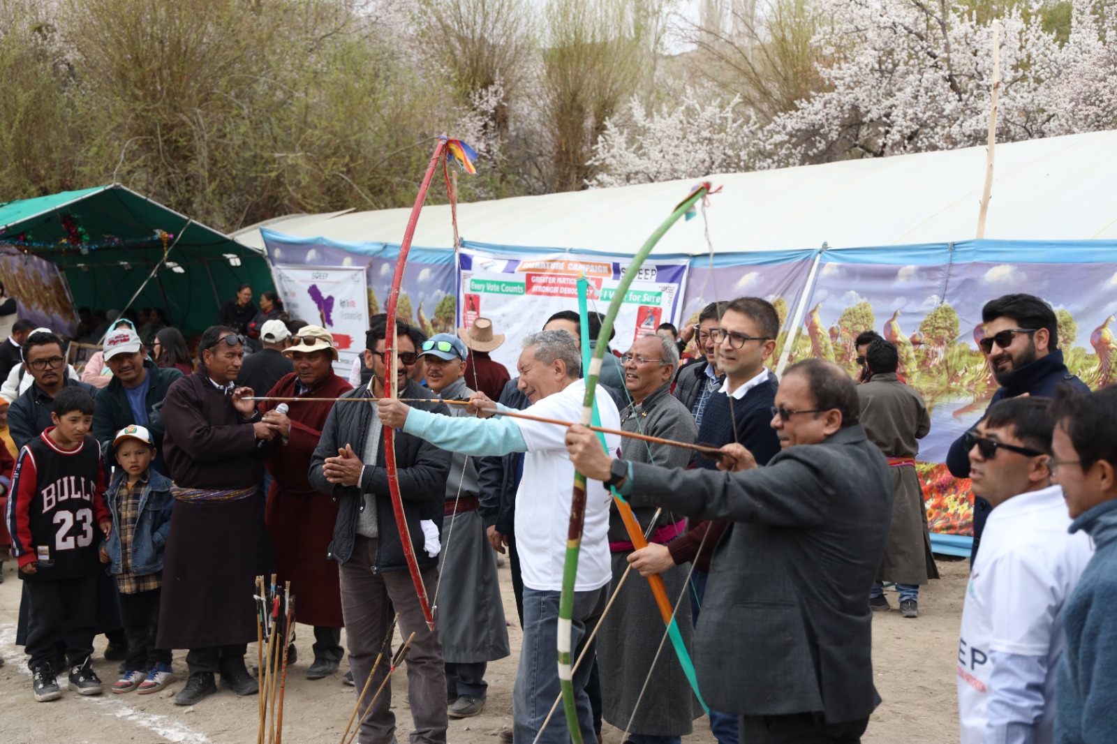 Commissioner/Secretary Dr. Lalthinkhuma Franklin and Chief Electoral Officer UT Ladakh Yatindra M. Maralkar attend the Concluding Festival of Apricot Blossom at Saspol Village