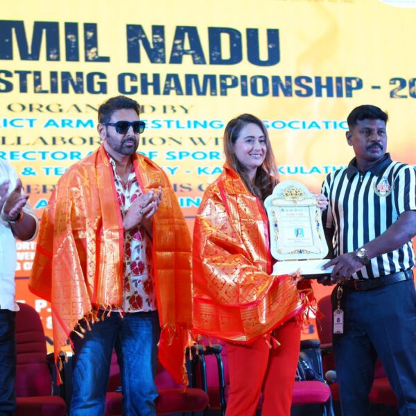 Watch: Parvin Dabas is bestowed with a special honour, inaugurates the Armwrestling table at Tamil Nadu State Armwrestling Championship 2024 as special guest
