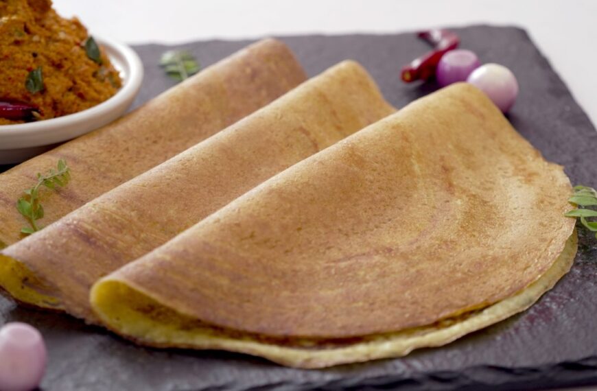 The multigrain dosa is in the plate and is ready to serve