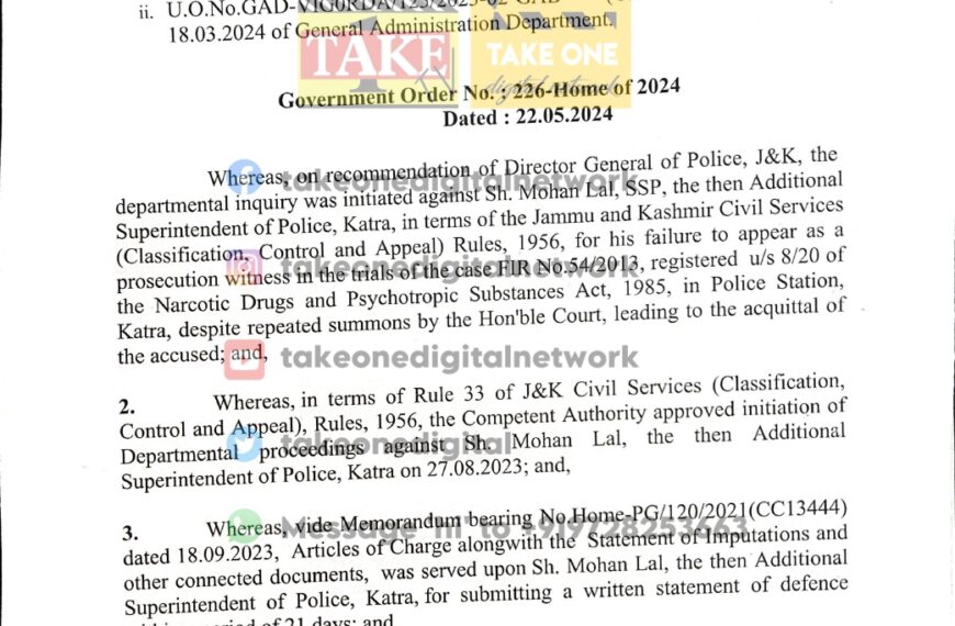 J&K government closes departmental inquiry into SSP’s court absence