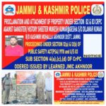 J&K police seize properties worth crores of absconding gangster in Akhnoor