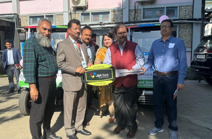 Under CSR initiative, J&K Bank donates 2 e-carts, 4 metal barricades…