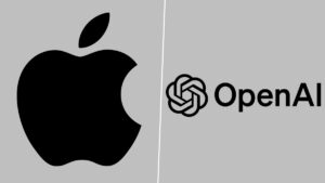 The image shows the apple and openai logo.