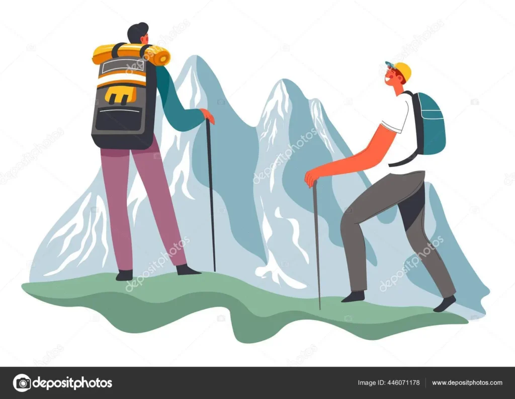 Friends hiking in the mountains