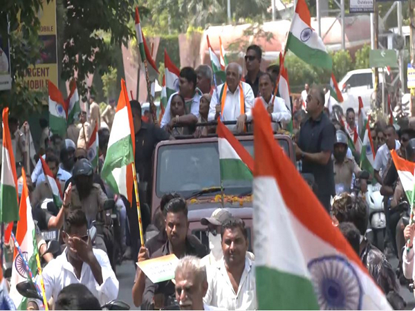 Gujarat Chief Minister Bhupendra Patel at Tiranga Yatra Bike Rally. (Photo/ANI)