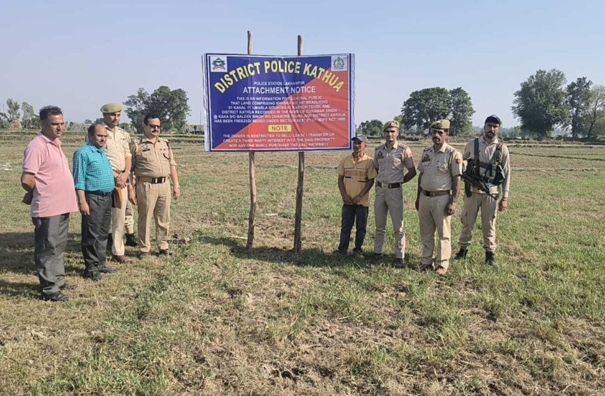 J&K Police attaches property worth ₹19 lakh of drug peddler in Kathua