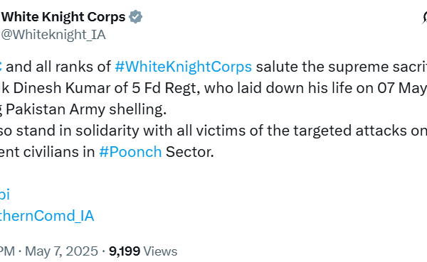 L/Nk Dinesh Kumar makes supreme sacrifice during Pak Army shelling