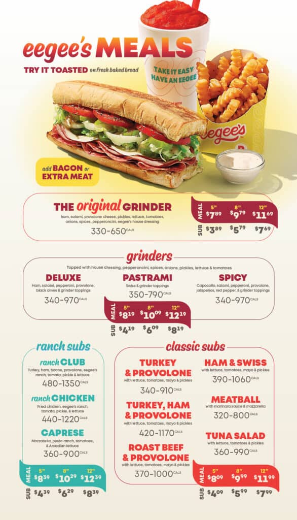 eegees menu prices