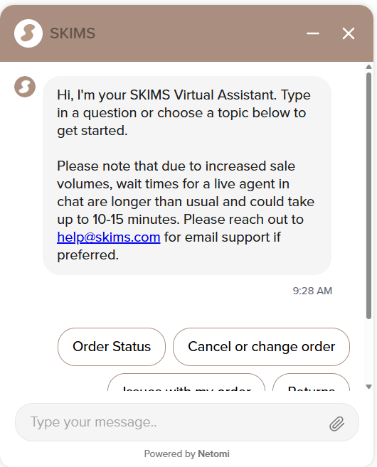 cancel Skims order
