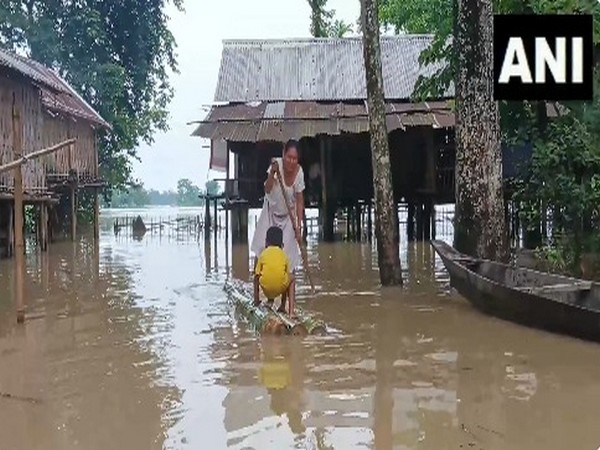 Visuals of flooding in Assam (Photo/ANI)