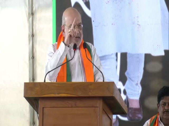 Union Home Minister Amit Shah addressing BJP office-bearers in Madurai (Photo/ANI)