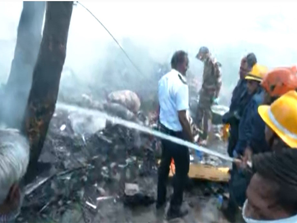 Firefighting on at the accident spot (Photo: ANI)