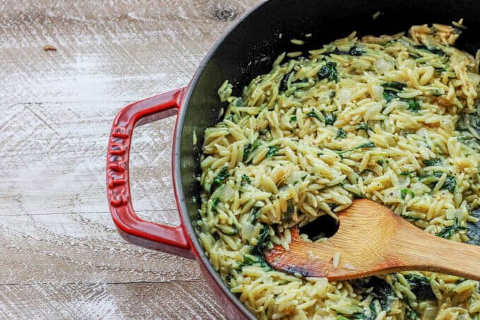 Baked Orzo With Spinach And Mozzarella Cheese Recipe