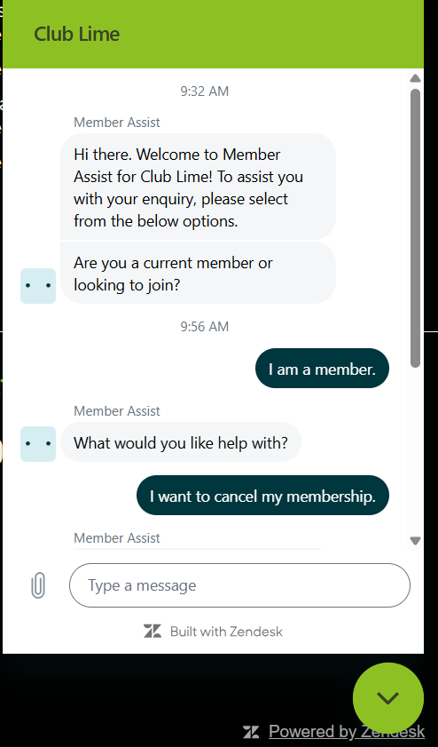 Cancel Club Lime Membership